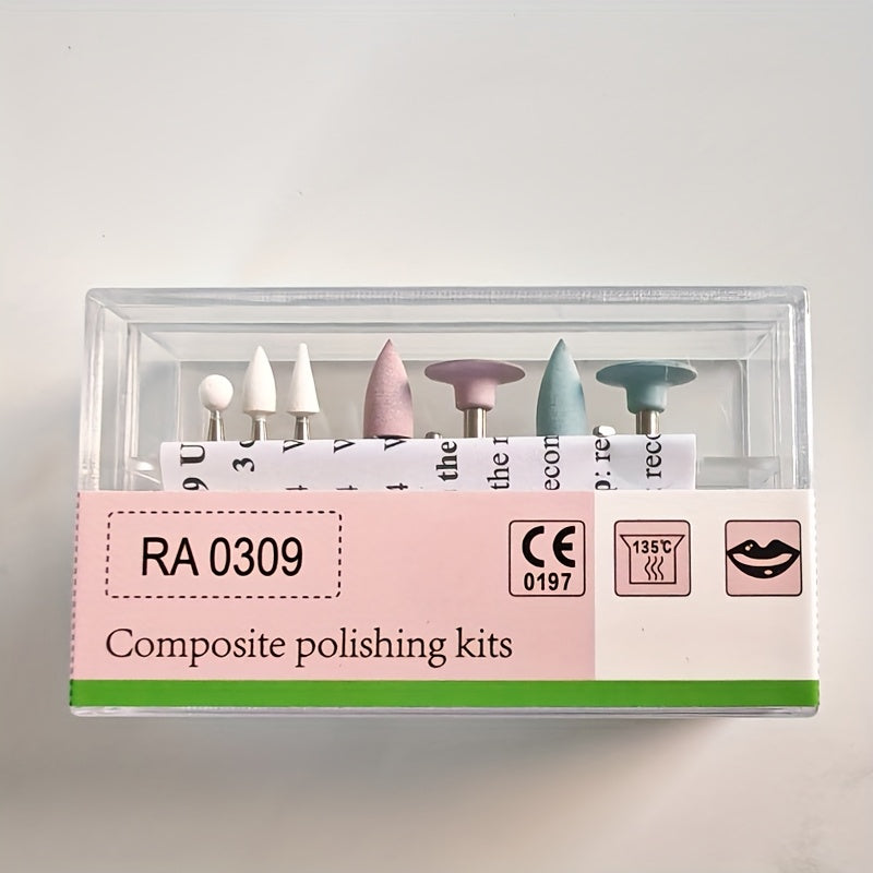 Manicure polishing kit with 9 pieces in white sand or silicone grinding heads, suitable for RA Low Speed Handle.