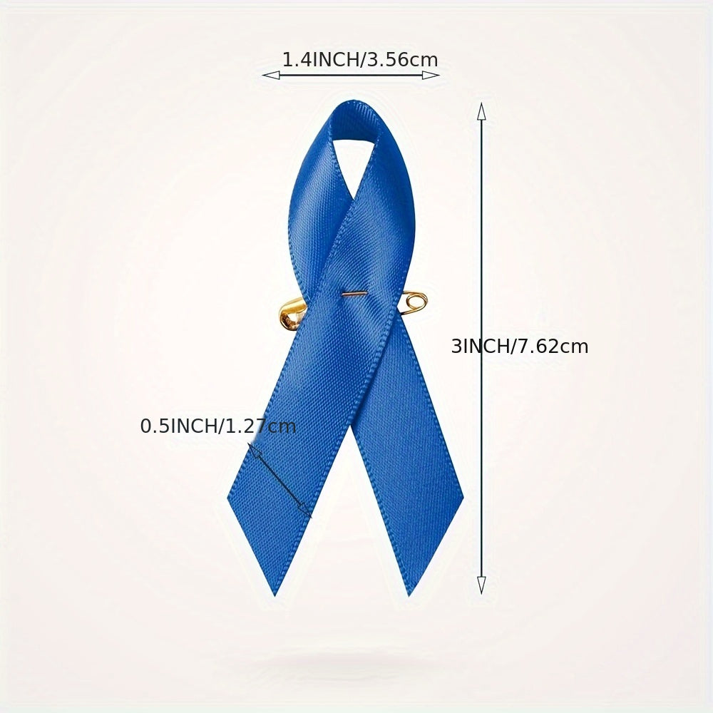 Blue Awareness Ribbon Pins in Minimalist Style - Set of 100, Made of Sturdy Material, Ideal for Charity Events and Social Causes to Show Support and Care