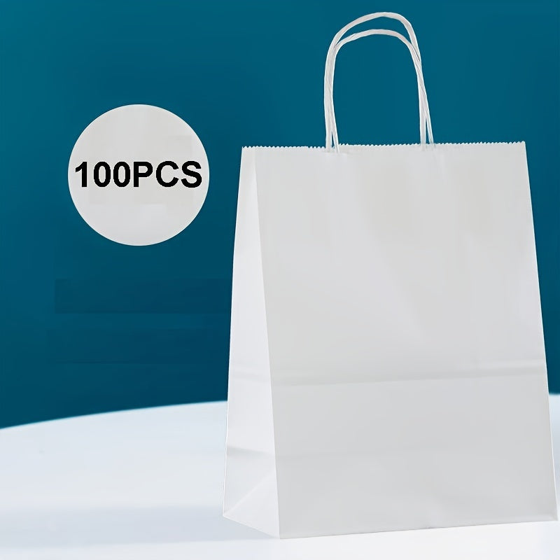 100 pieces of high-end Kraft paper bags for various uses, measuring 15cm x 8cm x 21cm.