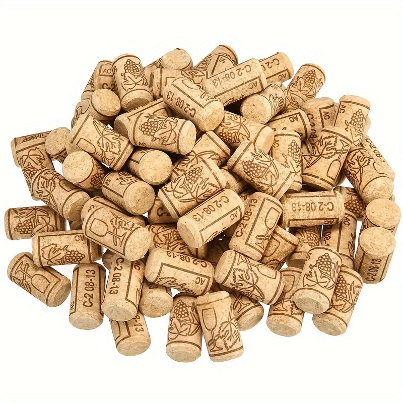 100 Premium natural wine corks with engraved designs for homemade wine sealing and preservation - perfect for holidays.