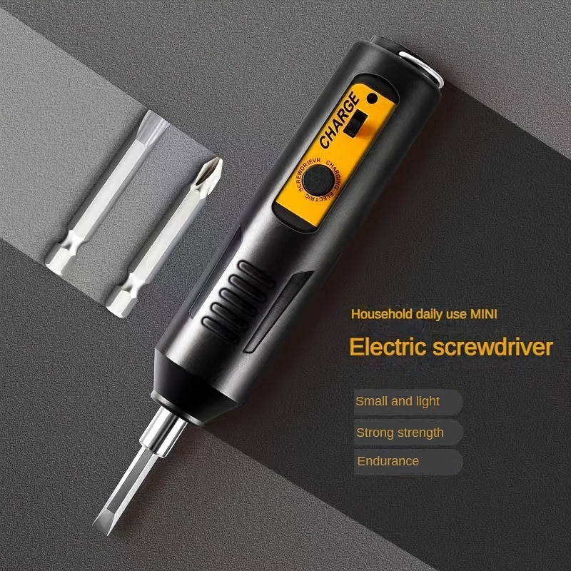 Electric Screwdriver Kit with USB rechargeable 1200mAh lithium battery and ergonomic design, ideal for DIY enthusiasts and professionals.