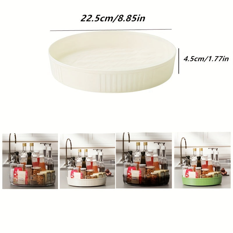 360° Rotating Kitchen Organizer Tray in White - Versatile Storage for Spices, Condiments, and Cosmetics - Perfect for Countertops and Pantry Organization, Convenient Tray for Kitchen Counter