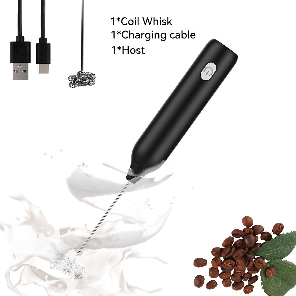 Portable Electric Milk Frother and Mixer with Rechargeable Battery & Stainless Steel Whisks - Adjustable Speeds for Foam Making in Coffee, Matcha, Latte, Cappuccino, and Hot Chocolate