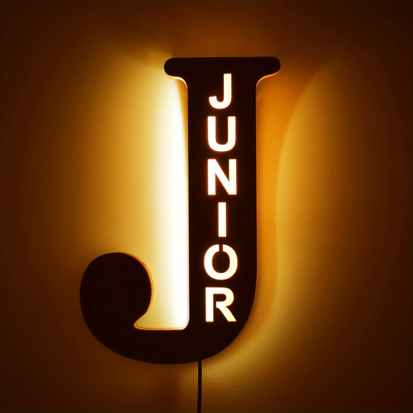 Custom LED letter night light for couples, friends, and family - personalized wooden wall lamp powered by USB. Ideal for bedroom decor with custom uppercase letters.