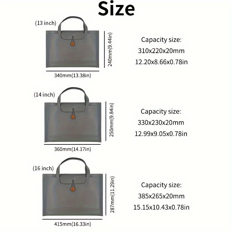 Protective laptop bag available in four different sizes: 33.02 cm, 35.56 cm, 38.1 cm, and 40.64 cm.