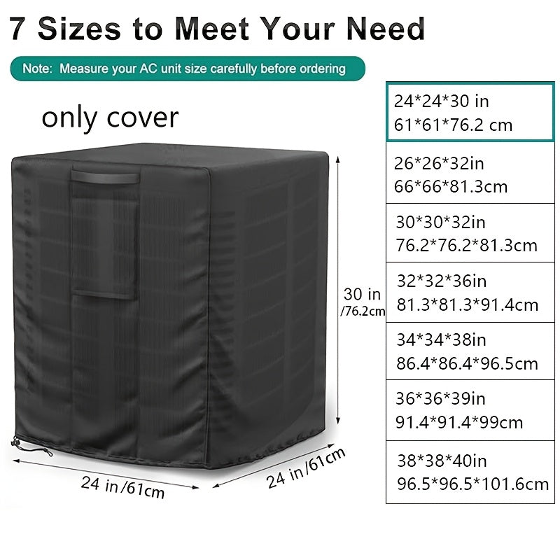 Protect your outdoor air conditioner unit year-round with this durable black PVC cover. Designed to resist rain, dust, sunlight, and corrosion, it features a secure zipper closure for easy on/off. Includes a convenient storage bag for when not in use.