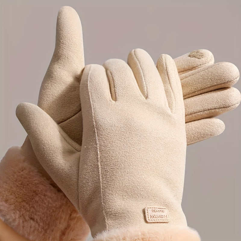 Stay warm and stylish this winter with a pair of CarrKen women's casual gloves. Made from polyester fiber, these gloves feature a solid pattern and are windproof and water-resistant. They are also touchscreen compatible, making them perfect for outdoor