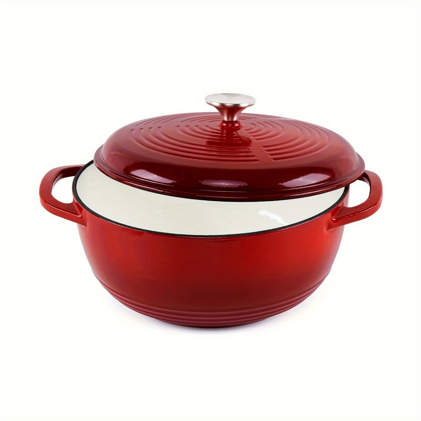 Doira naqshli quyma temir emal idish, 1 dona, 23 sm, 3.5L, 3.7QT, qoplamasiz, pechda foydalanish uchun ko'p funksiyali, makaron, steak sousi, jo'xori va ramen uchun ideal G'arb taomlarida.