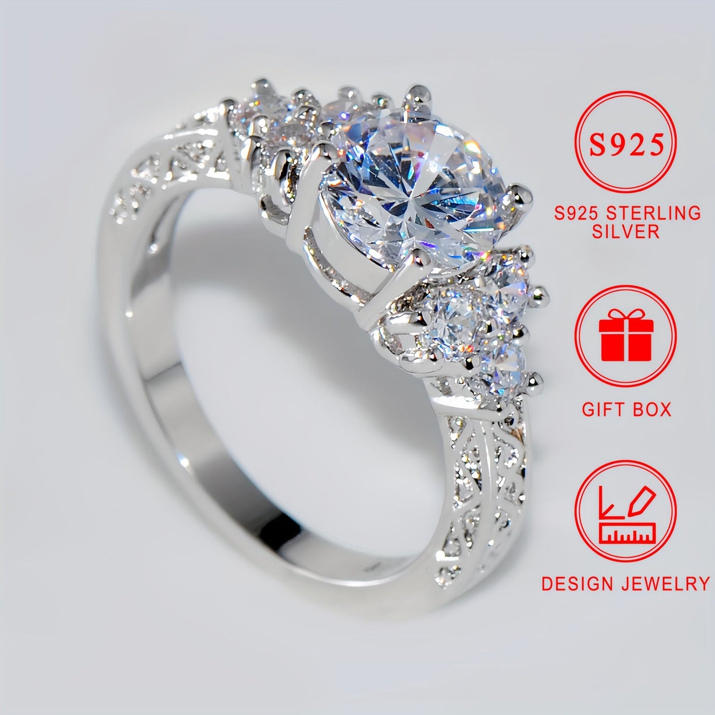 Elegant Women's Engagement Proposal Eternity Band featuring a 925 Sterling Silver Ring adorned with Shimmering Cubic Zirconia weighing 0.12oz. This stunning piece of Bling Style Jewelry comes beautifully packaged in a Gift Box, perfect for any special