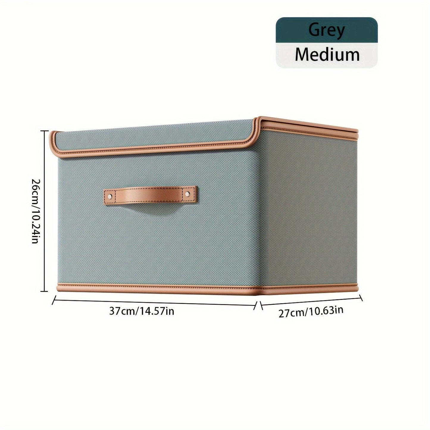 Two large fabric storage bins with lids, designed for organizing clothes, towels, and underwear. They are foldable and space-saving, with an unfinished appearance and insert mount design for easy transport and storage in travel, home, dorm, bedroom, or