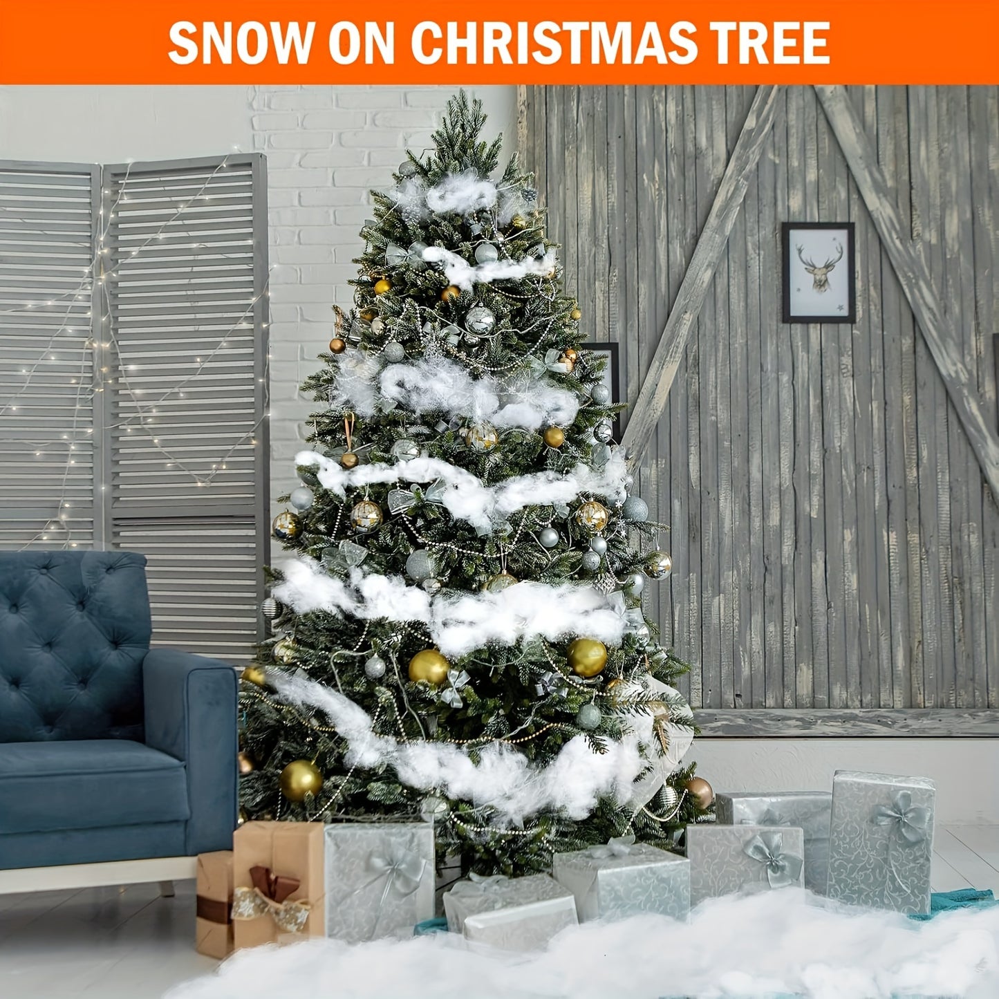 Christmas fake snow decor available in sizes ranging from 80g to 320g for fluffy indoor winter decoration.