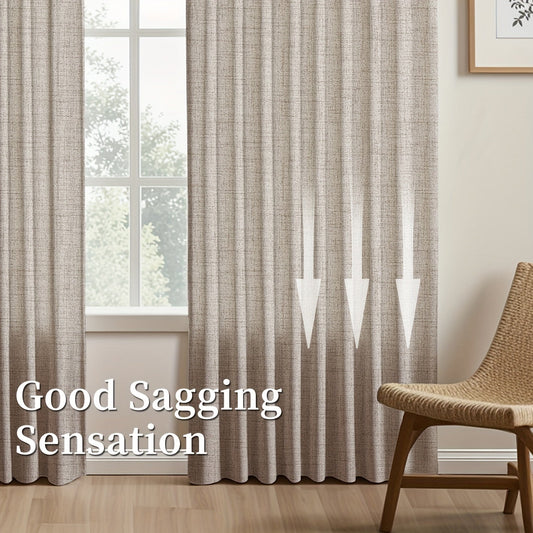 Two pieces of Japanese-inspired imitation linen curtains, featuring a simple European style that adds a touch of American pastoral charm to your bedroom and living room. These light-blocking curtains are perfect for tea rooms, studies, and kitchens, with