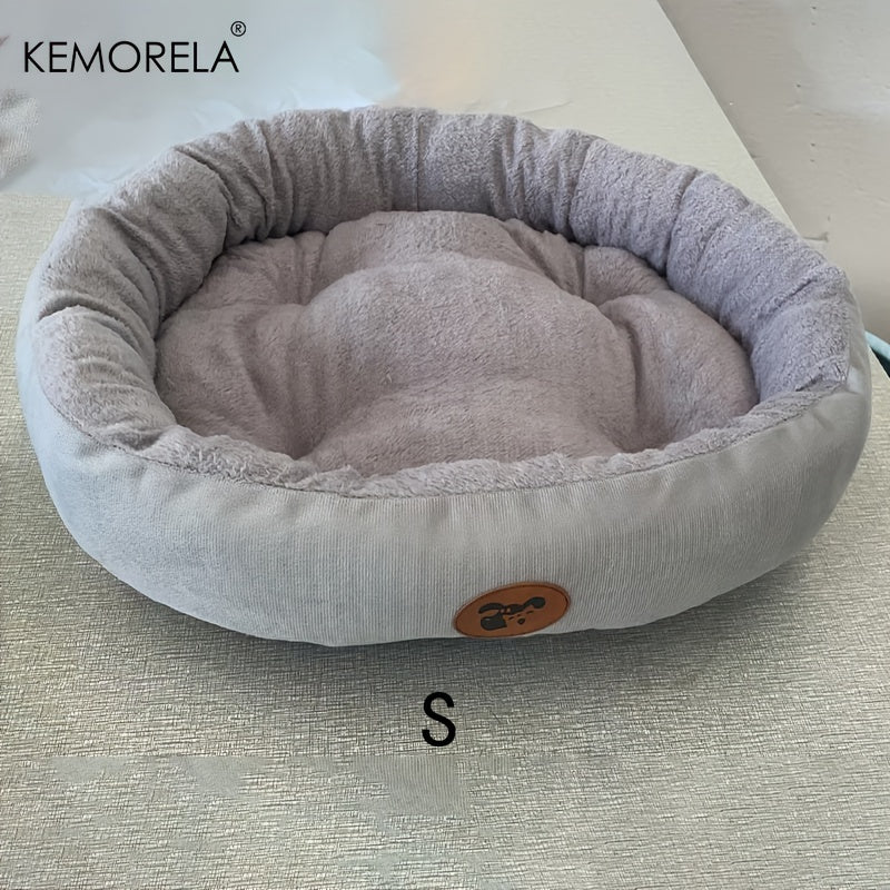 KEMORELA Classic Plush Pet Bed for small to large pets, made of thickened round cat and dog nest with warm deep sleep mat. Made from non-electric polyester fiber material in multiple sizes.