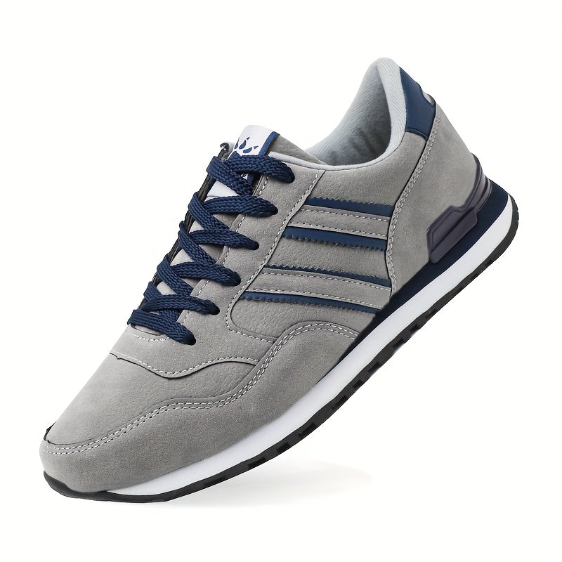 Casual men's sneakers with low top lace-up design, suitable for walking and hiking outdoors. Made with faux upper, fabric inner, and EVA/TPU sole for comfort.