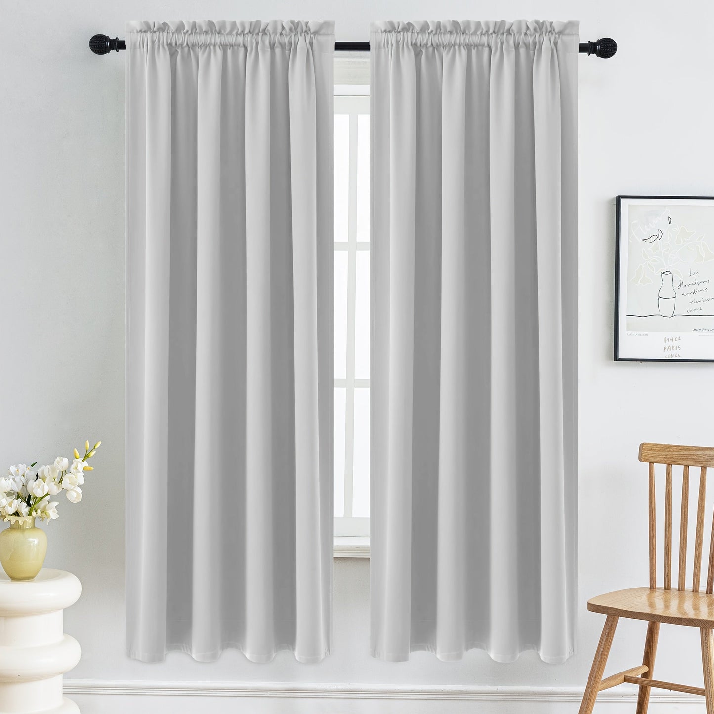 Set of 2 Classic Navy Blue Blackout Curtains - Protects Against UV Rays, Insulates Against Heat, Resistant to Fading - Features Rod Pocket Design for Bedroom, Living Room, or Office - Easy to Clean in Washing Machine, Enhances Privacy, Made with Durable