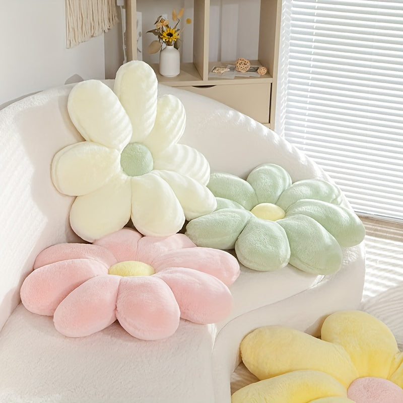 Soft faux fur flower pillow, suitable for home or office decor, machine washable, 60cm/23.62in diameter.