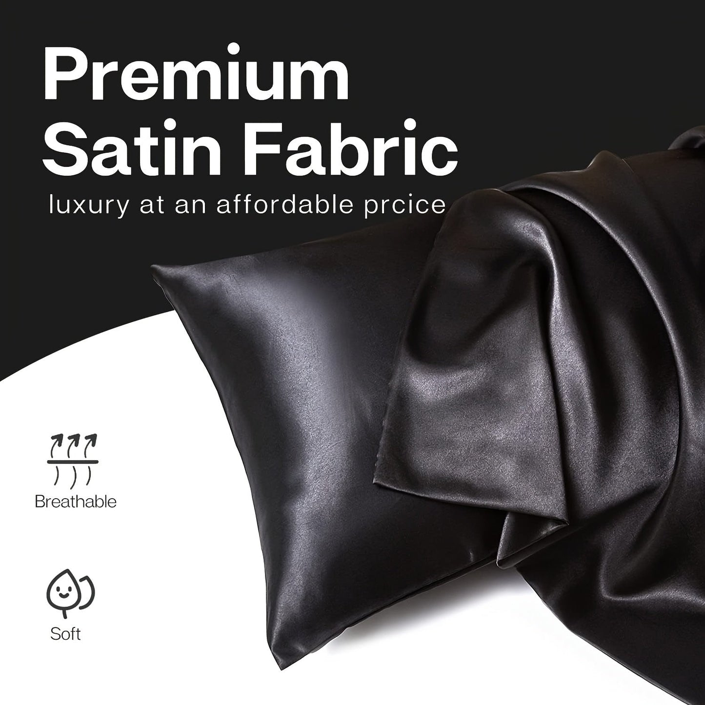 A set of two luxurious sateen pillowcases, each weighing 90g and featuring an envelope closure. Crafted from 100% polyester satin and silky fabric, these pillowcases are designed to be gentle on both hair and skin. They come in a variety of colors to