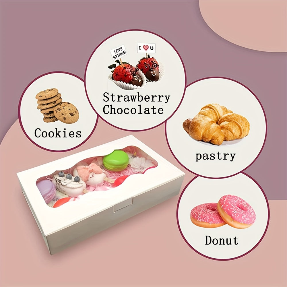 Set of 20 Clear Window Bakery Boxes for Cookies, Cupcakes, Bread & More - Ideal for Special Occasions such as Weddings, Birthdays, Christmas, Thanksgiving, Valentine's Day, Mother's Day & Graduation Celebrations, Convenient Takeaway Dessert Containers