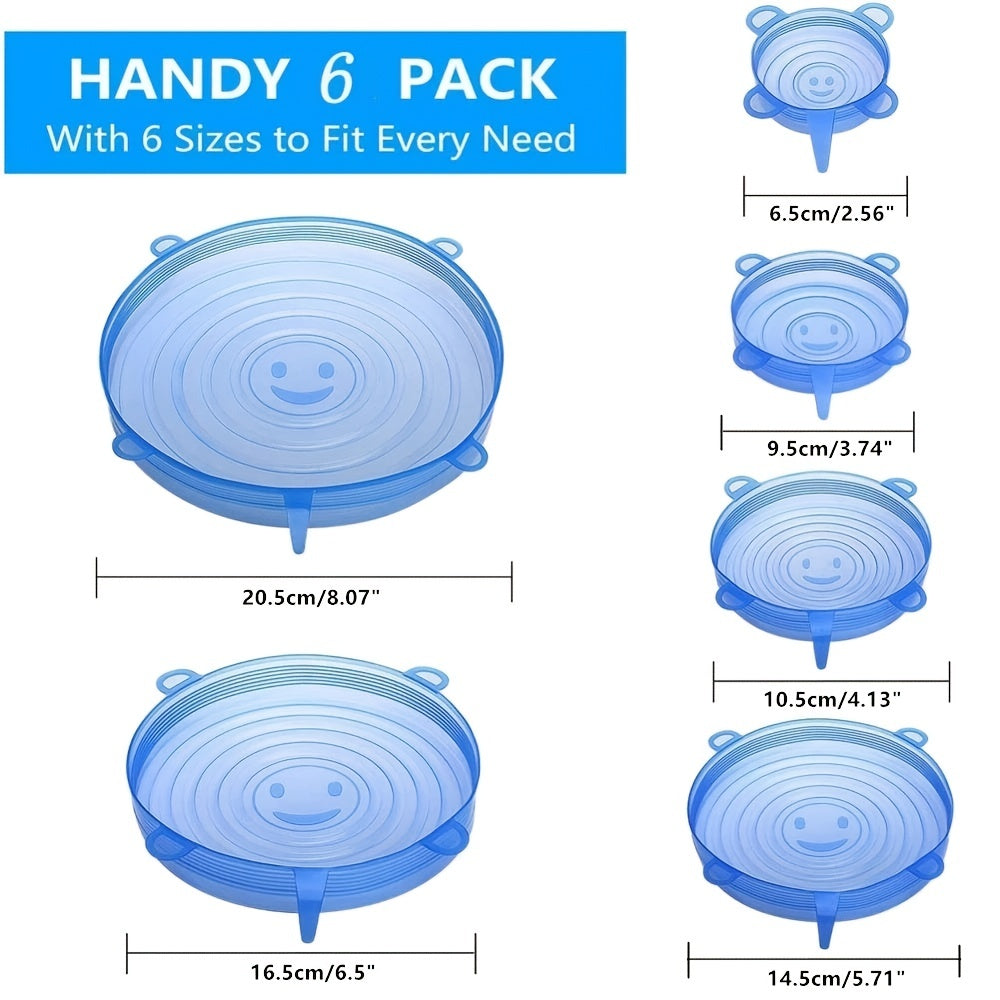 Get 2 sets of reusable silicone lids for food storage - keep your containers sealed and fresh! These durable silicone stretch covers fit most containers, are microwave safe, and easy to clean.