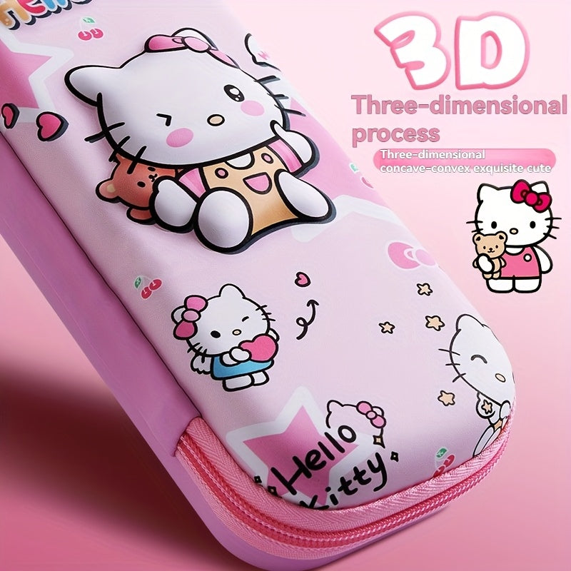 One Sanrio large capacity pencil case with cute cartoon pattern, suitable for organizing school and office supplies. Durable and suitable for pencils, markers, and stationery.