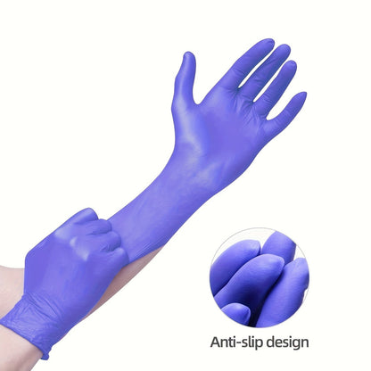 A 200-pack of 6mil multi-purpose disposable nitrile gloves that are tear-resistant, waterproof, ambidextrous, powder-free, and latex-free. Ideal for home cleaning, cooking, food handling, beauty, gardening, and pet care.