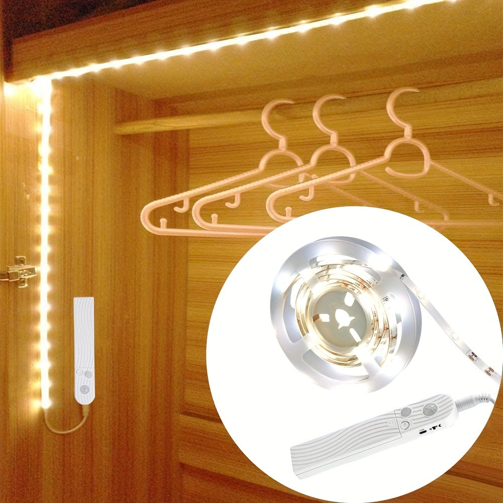 1 set of 99.97cm-5.0m motion-sensing LED light strips, with human body sensing and induction switches, ideal for various indoor spaces. (Batteries not included)