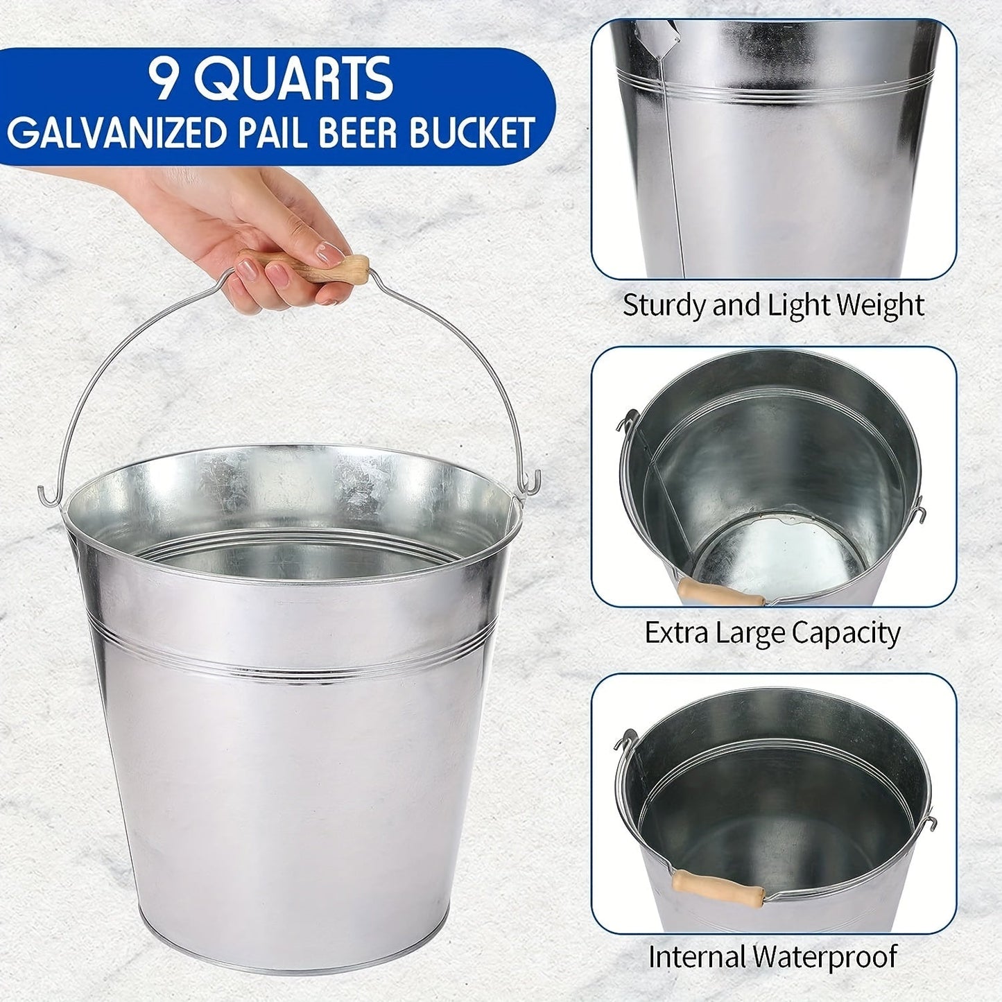 This heavy-duty stainless steel bucket, measuring approximately 25.4 centimeters, is perfect for parties, weddings, crafts, tableware, and table centerpieces. The metal bucket features a galvanized golden finish and a convenient handle for easy carrying.