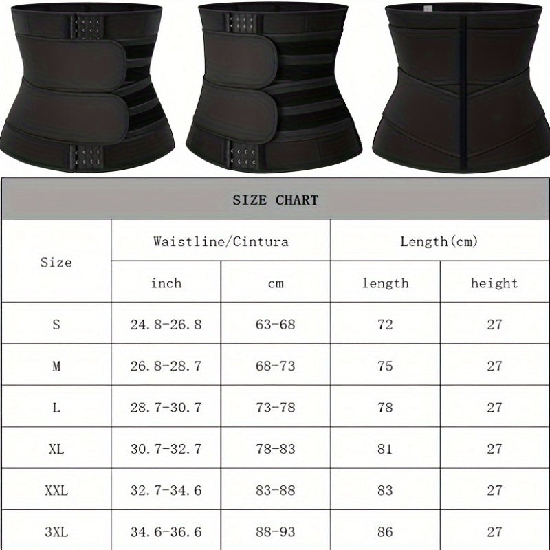 Men's neoprene waist trainer with tummy sheath, sauna body shaper belt, medium stretch, solid color, sports style, includes belt.