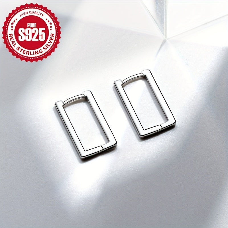 Sleek Geometric Rectangular Earrings for Women - Stylish S925 Silver Design, Lightweight and Hypoallergenic, Perfect for Any Occasion