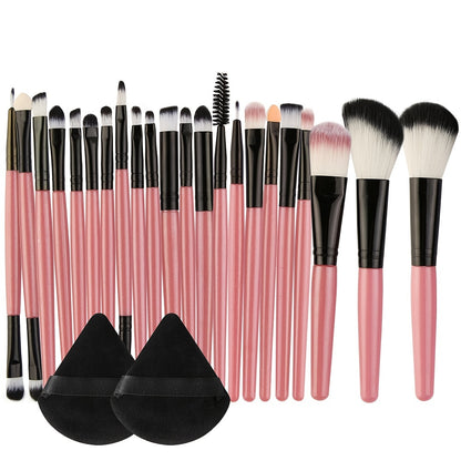 22pcs Makeup Brushes Set + 2pcs Triangle Puffs, Professional Multi-Functional Makeup Kit with Foundation, Powder, Concealers, Eye Shadows, Blush, and Eyelash Comb Brushes