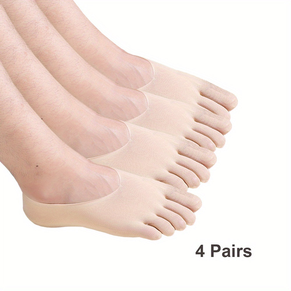 4 Pairs Men's Five Finger Socks, Thin Mesh, High Performance Athletic Toe Socks