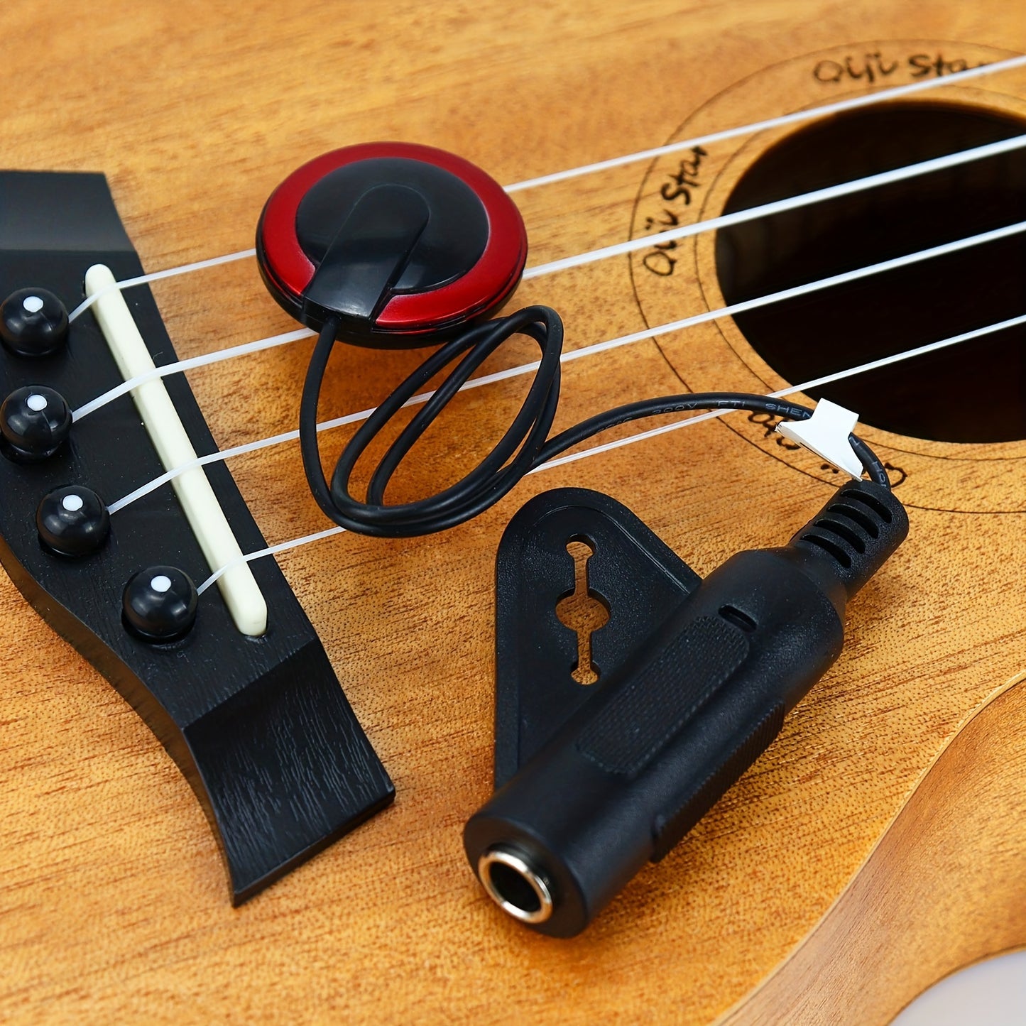 QiJiStar Professional Guitar Pickup with ABS material and Piezo contact, 6.35mm female plug for easy installation on acoustic guitar, ukulele, banjo, kalimba, harp. Suitable for room