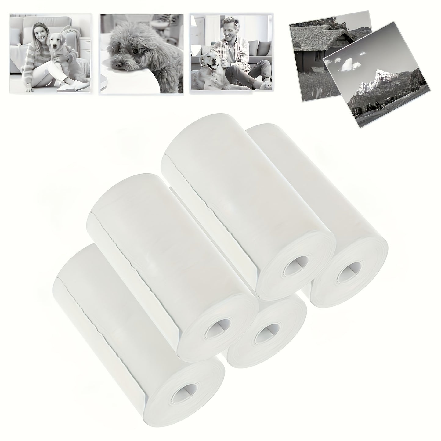 5 Mini Thermal Paper Rolls, 57x25mm, Inkless Printing for Portable Pocket Printers - Ideal for DIY Stickers & Documents