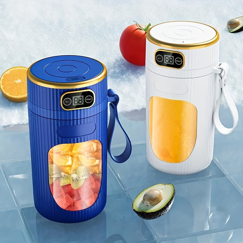 Portable Citrus Juicer Cup with USB Rechargeable 1300mAh Lithium Battery, Electric Juice Maker with Digital Display for Home and Outdoor Use, Less than 1L Capacity, Multi-Function Wireless Blender, Plastic