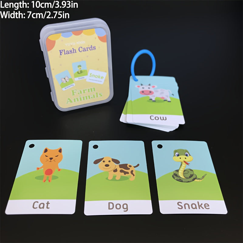 Interactive Flash Card Set for Kids - Learn English Body Parts & Zoo Animals - Made of Sturdy Paper with Handy Storage Box - Fun and Educational Tool for Young Learners