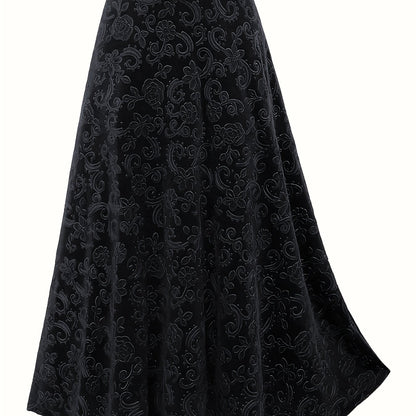 Women's floral print straight skirt made of 100% polyester knit fabric with medium stretch, suitable for all seasons and featuring an elegant weave.