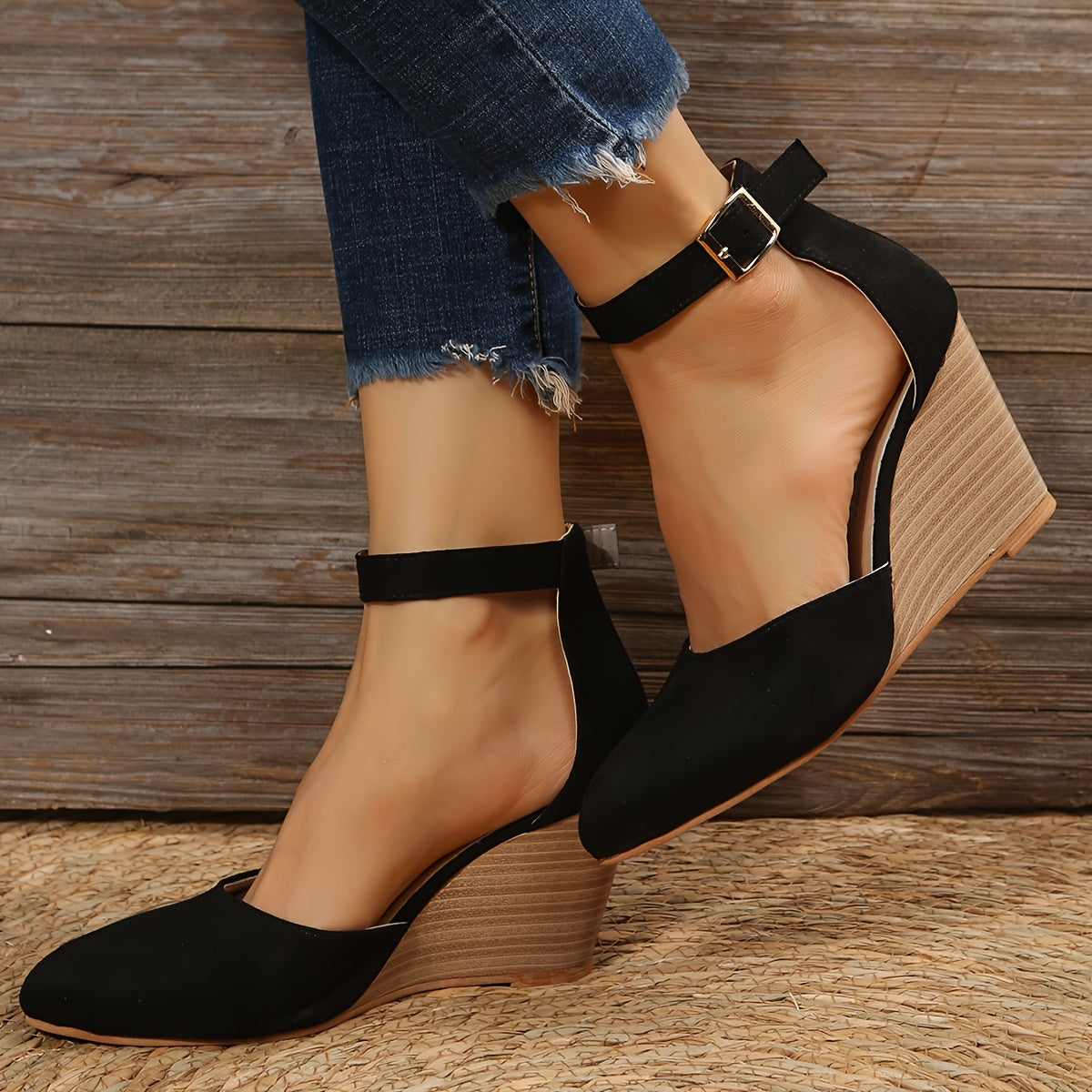 Women's D'Orsay wedge with pointed toe, ankle strap, platform high heels for all occasions.