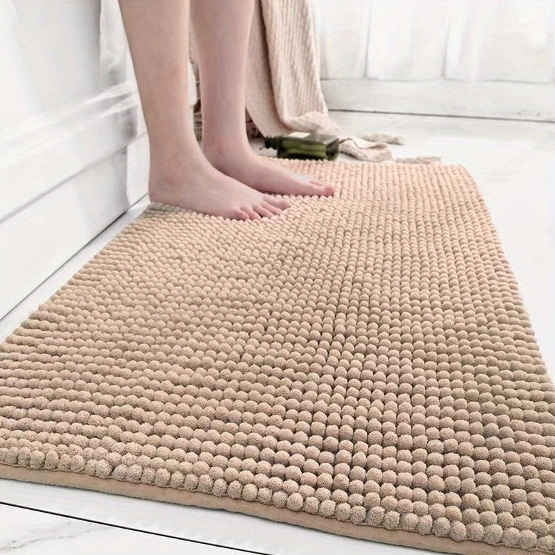 Get this luxurious Chenille Bath Mat, 2cm Thick, with a non-slip, super absorbent, quick-dry design. Made of woven polyester with rubber backing, this mat weighs 1450gsm and is perfect for the bathroom, kitchen, bedroom, or entryway. It also makes a