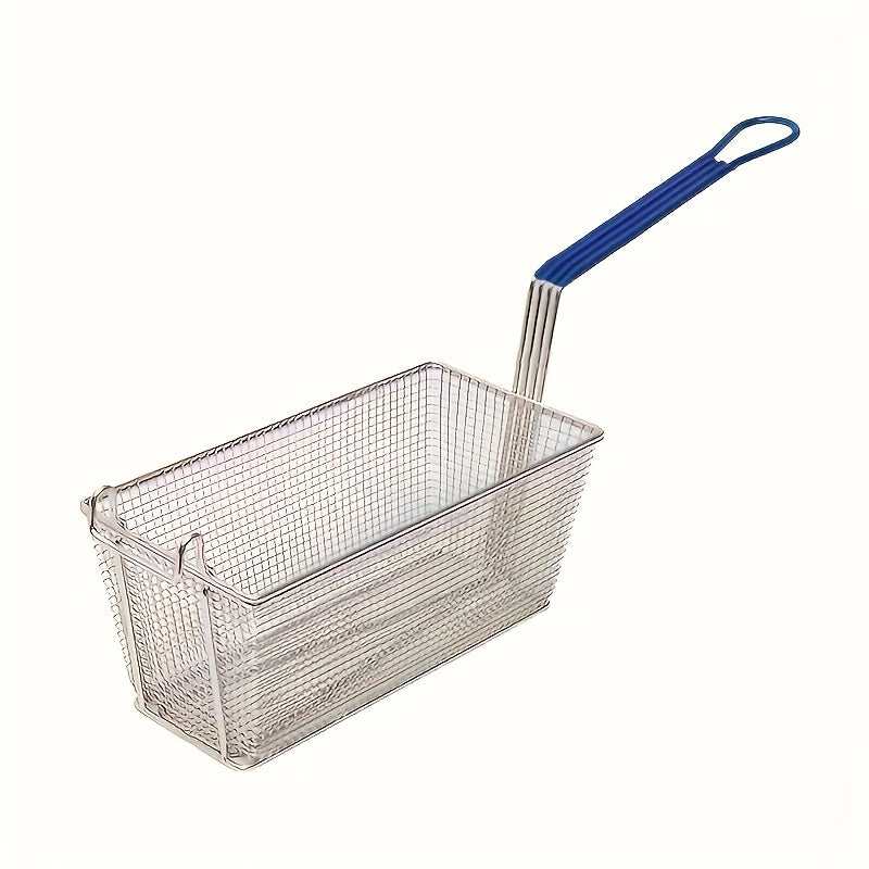 Dive into delicious dishes with a set of two Cast Iron Deep Fryer Baskets featuring convenient dip handles. These baskets come in a sleek clear finish and are dishwasher safe, making cleanup a breeze. Perfect for frying up French fries, chicken, and