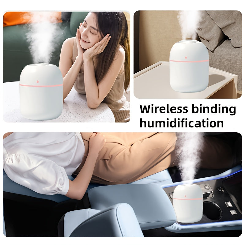 Large silent humidifier with night light, aroma diffuser, USB powered, long-lasting mist spray, auto shutdown, great for home, bedroom, car, plant purification, air humidification.