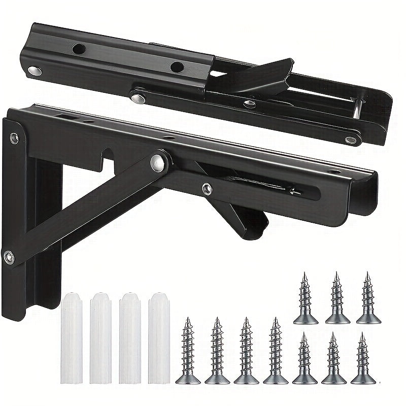 1pc Heavy Duty Folding Shelf Brackets for Bench Table - Wall Mounted with Screws