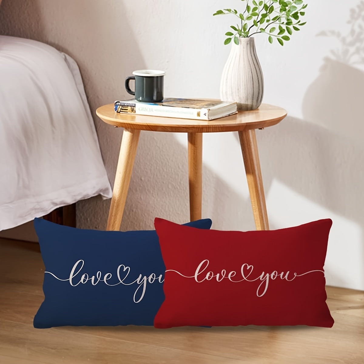 Modern Geometric Love Quote Throw Pillow Covers, 12x20 inches, Zipper Closure, Easy to Clean in Washing Machine, Made of Durable Linen Material, Featuring a Mix of Colors, Suitable for Sofas, Beds, and Couches - Single Piece