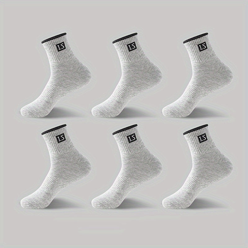 6 Men's Breathable Cotton Blend Crew Socks - Anti-Odor, Sweat Absorbent for Basketball & Sports