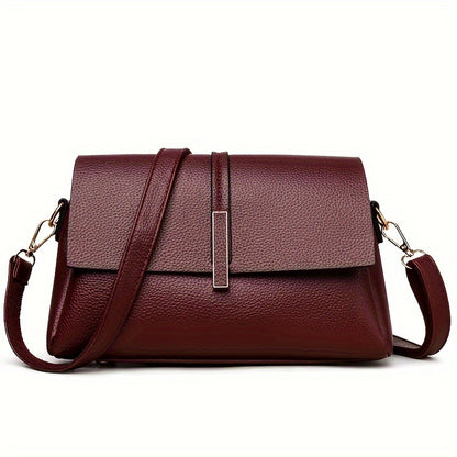 2024 Women's versatile genuine evening bag with high-end stylish shoulder crossbody design featuring three layers and large capacity square bag.