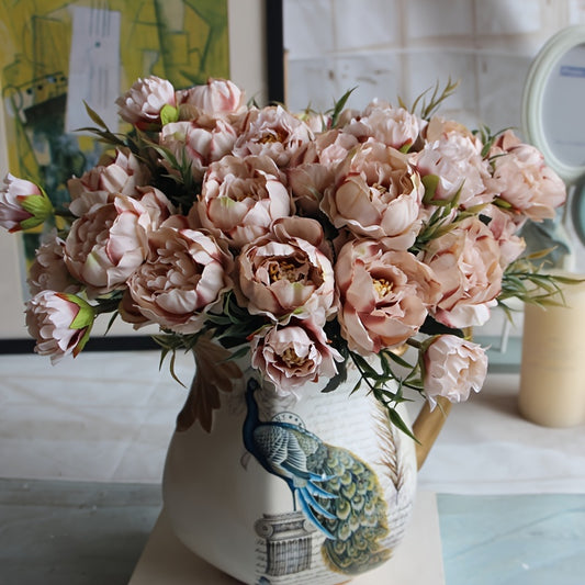 1 Artificial Peonies Bouquet - 11.5 Inch/29cm - Ideal for Home Decor and Table Centerpieces