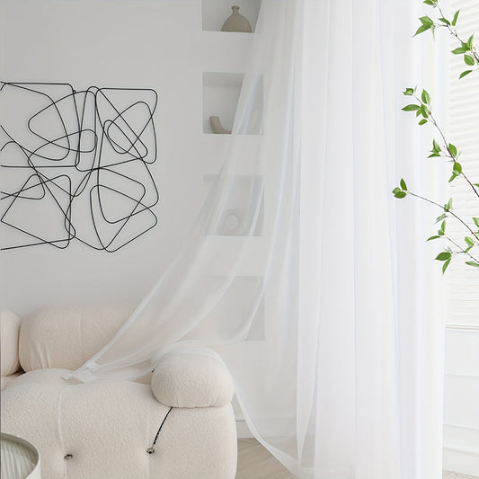 Transform your living room, bedroom, or office with this elegant sheer curtain in pure white - Lightweight and translucent with a rod pocket design, perfect for enhancing your home decor.