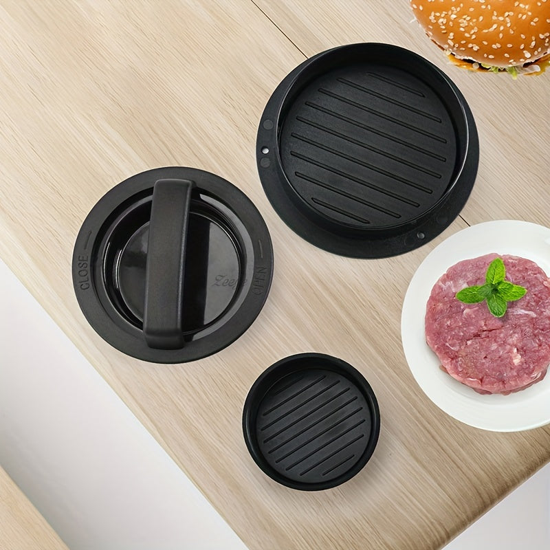 Manual hamburger meat press and rice ball mold in one, round three-in-one meat presser.