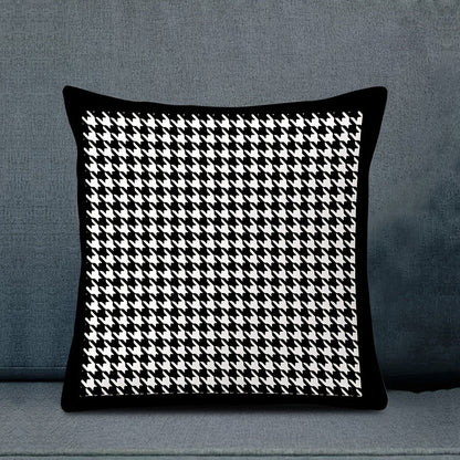 This reversible Contemporary Houndstooth Throw Pillow Cover measures 44.96cm and features a zipper closure. Made of woven polyester, this machine washable cushion case is perfect for living room decor. The black and white design adds a modern touch and