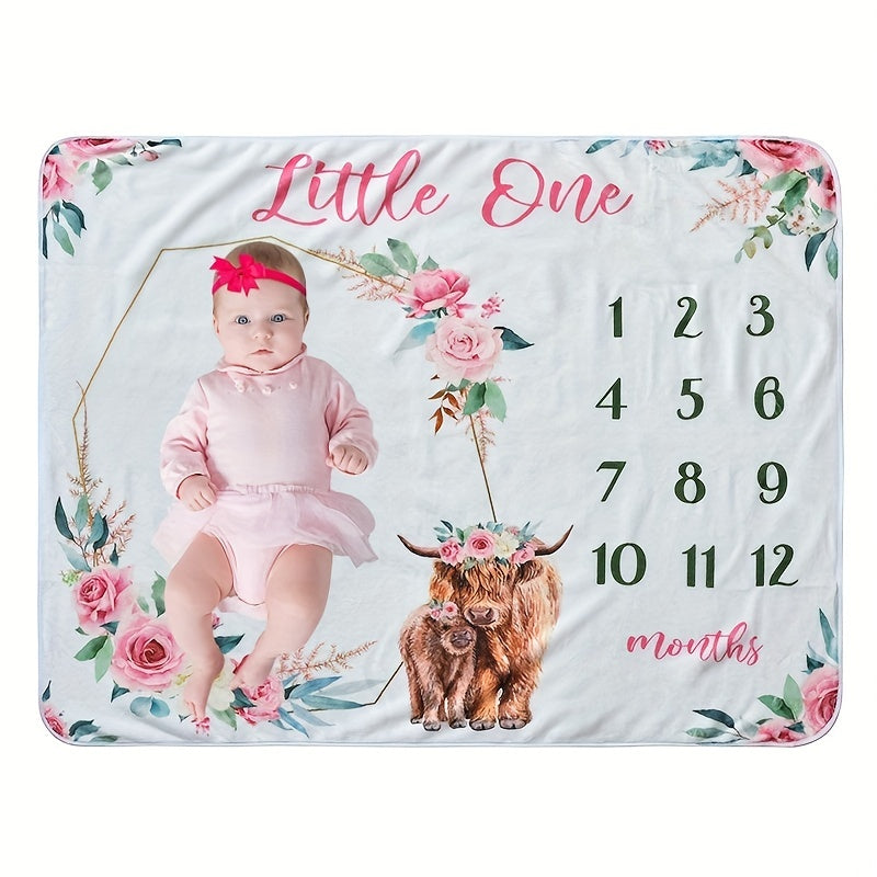 Baby Milestone Blanket featuring North American Highland Sheep Print for capturing your newborn's growth, commemorating special milestones, and creating stunning product photography. This versatile blanket can also be used as a shawl, bath towel, or