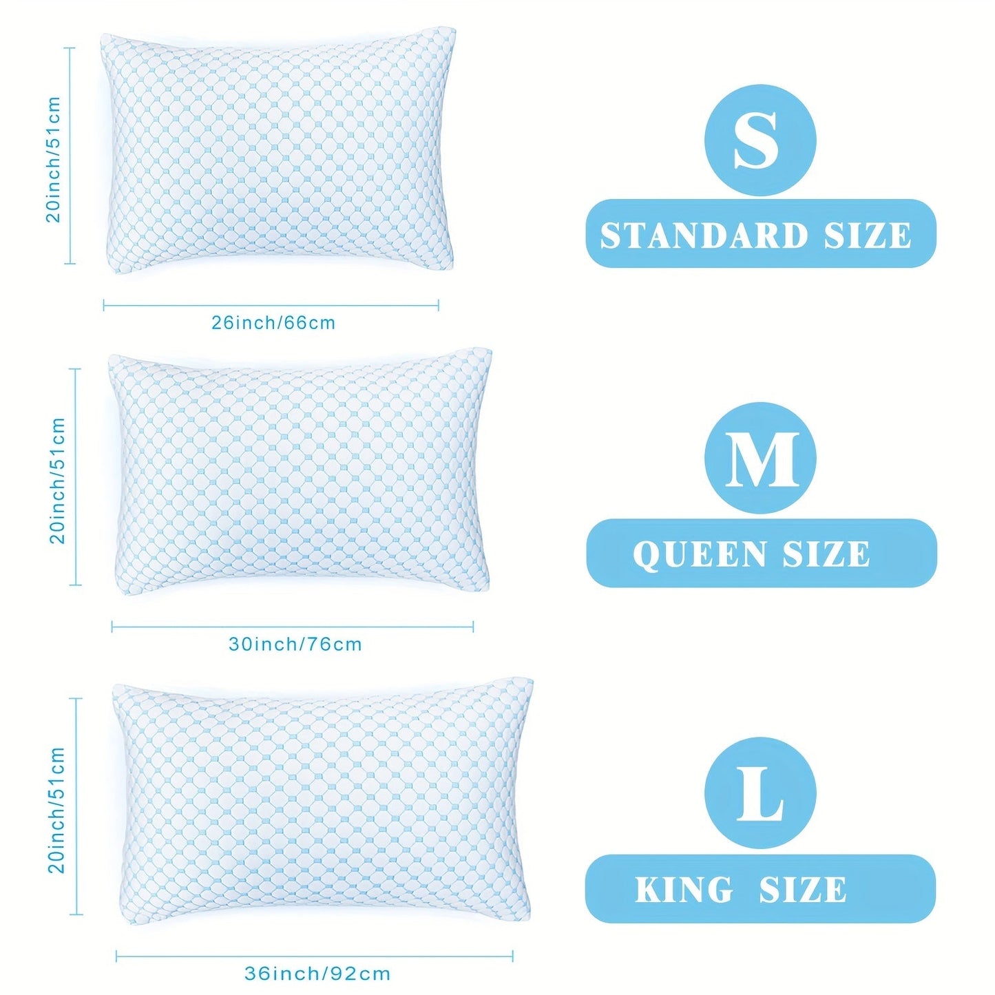 Adjustable Cooling Memory Foam Pillow with Ice Silk & Bamboo Fiber, Washable Cover, Quilted Design - Ideal for All Sleep Styles, Allergy-Friendly, Blue & White Color Cooling Pillow